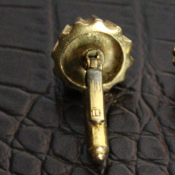 1970s Tiger's Eye Cuff Links Vintage Gold Toned - Picture 8 of 9